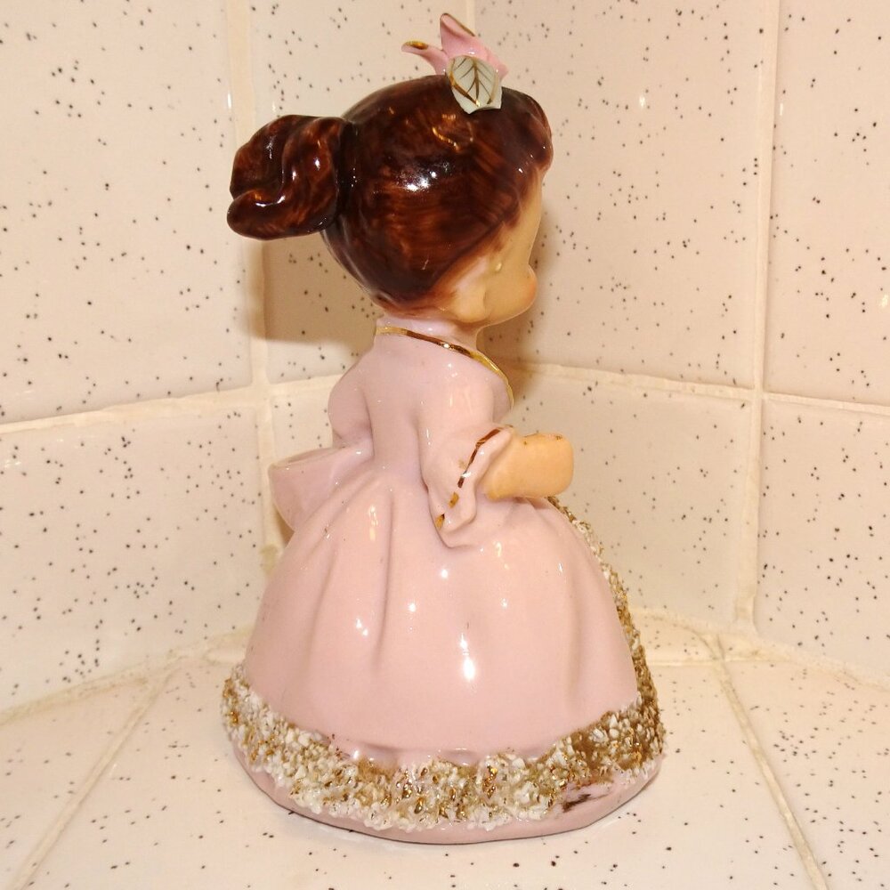 Vintage Ucagco Ceramic Women in Pink Dress w/ Basket Figurine antique lady - Picture 13 of 16